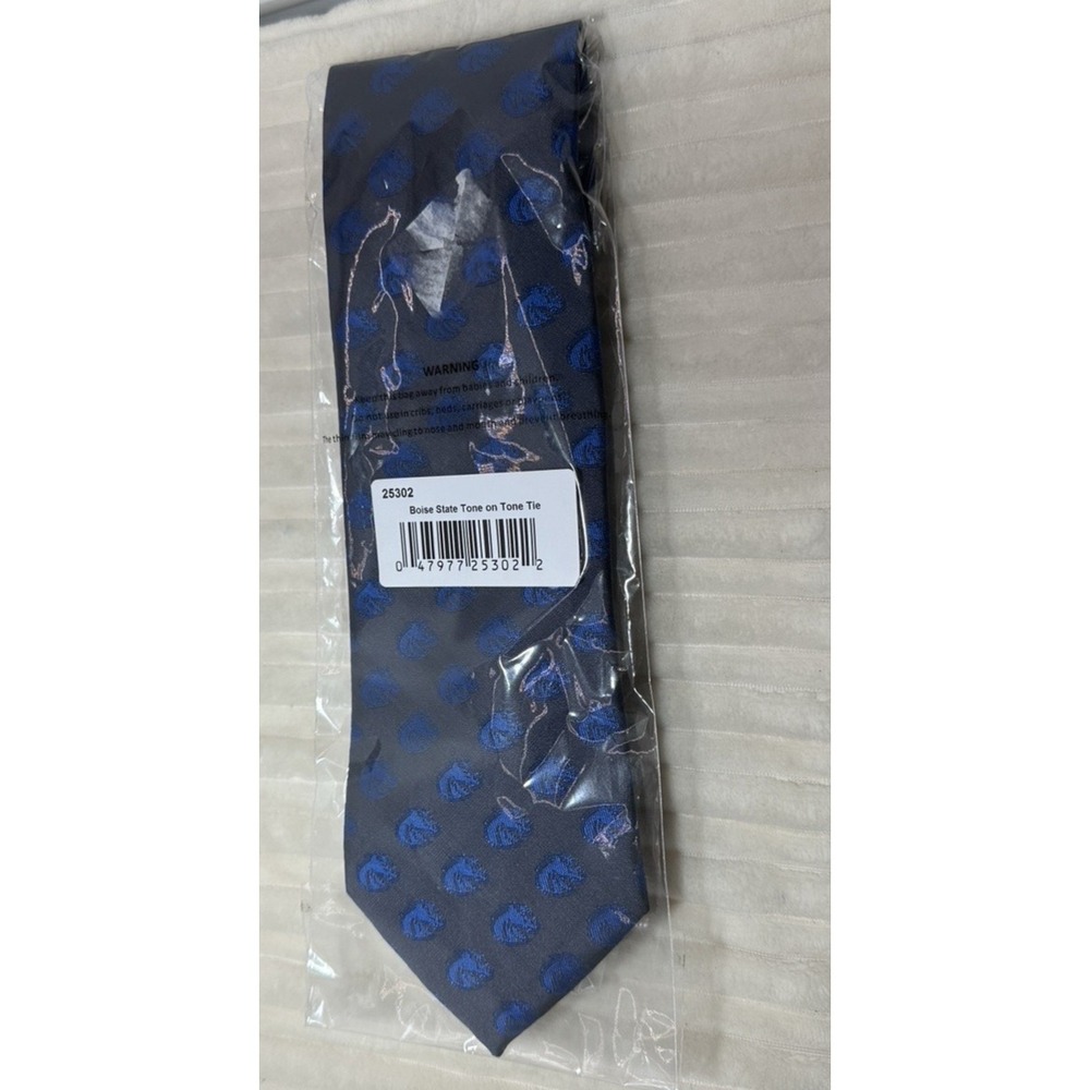 Boise State Bronco Grey Tie 100% Silk-Donegal Bay-College Business NWT